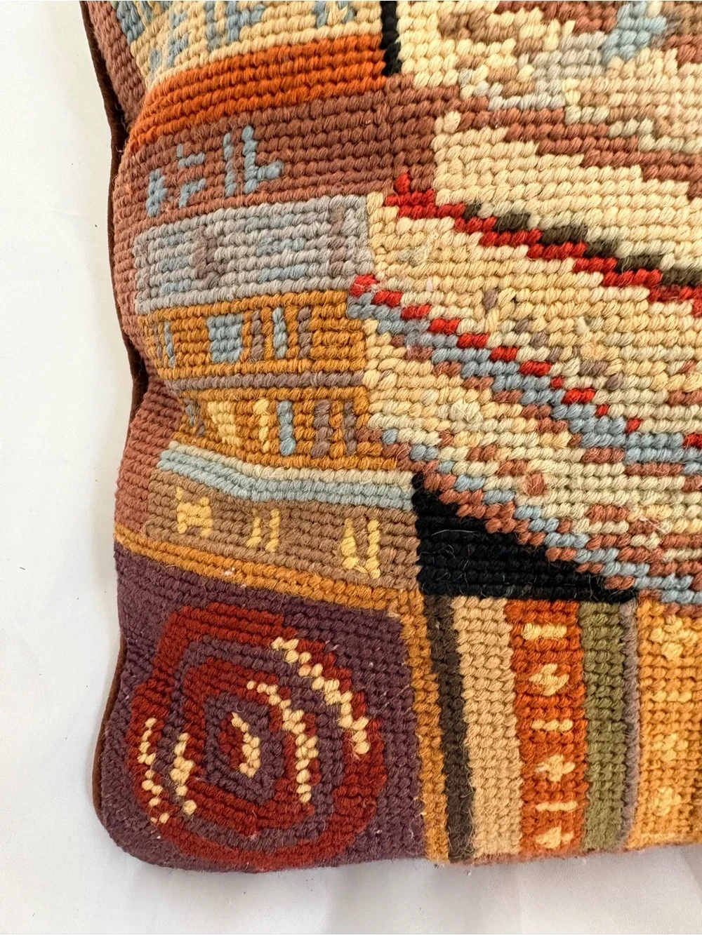 Decorative Needlepoint Book Stack Pillow - Multicolor
